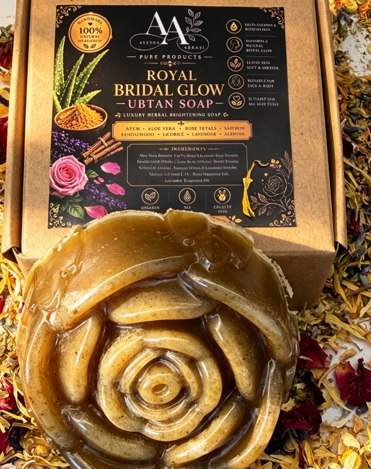 Royal Bridal whitening brightness Glow Ubtan Soap - Luxurious Herbal Brightening Cleanser for Body Care