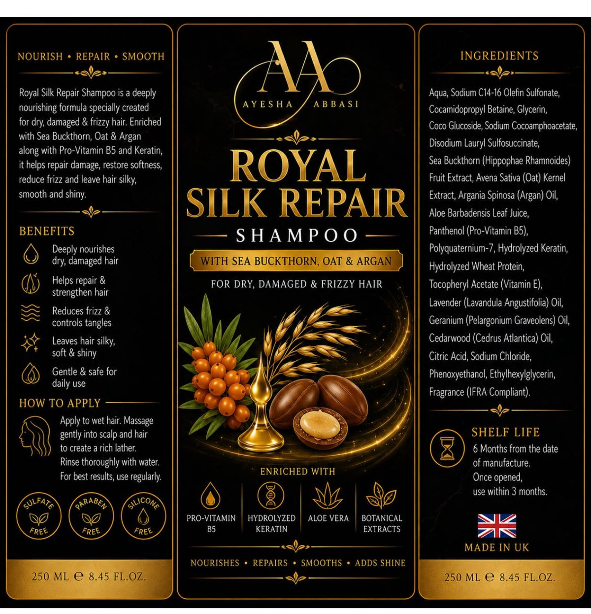 Royal hair Repair Conditioner for Dry Damaged Hair with Sea Buckthorn Oat & Argan Oil for Soft Smooth Shiny Hair